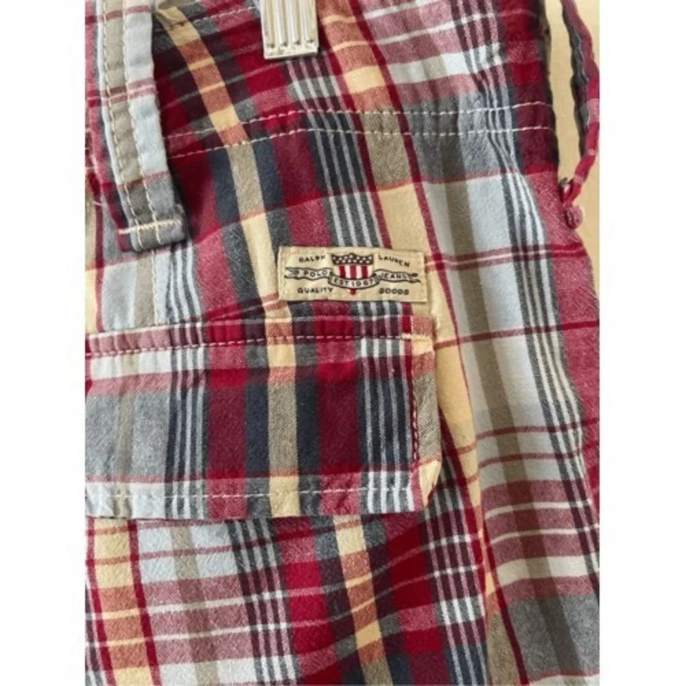 Polo Jeans Co Ralph Lauren Plaid Cargo Shorts‎ Mens Vintage Y2K Cotton